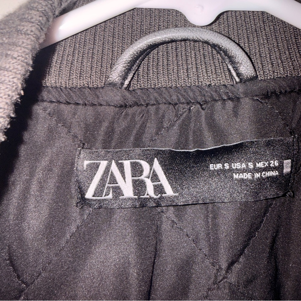 Zara Black Leather Bomber Jacket - Picture 8 of 8